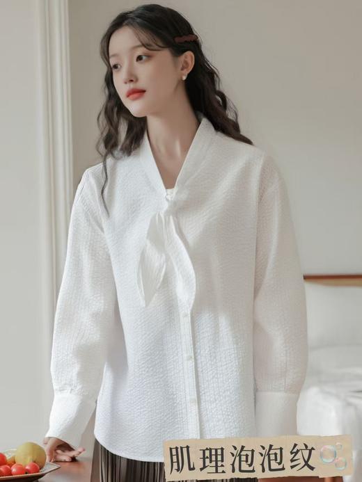 11.11直降到底！！【时装系列】ME TOWN'S 法式兔耳朵细纹泡泡棉长袖衬衫M1-3-喜出 商品图2