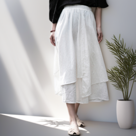 【消暑半裙】臣禾空灵谪仙感度假半裙松紧腰不规则底摆JZ252030175