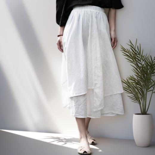 【消暑半裙】臣禾空灵谪仙感度假半裙松紧腰不规则底摆JZ252030175 商品图0