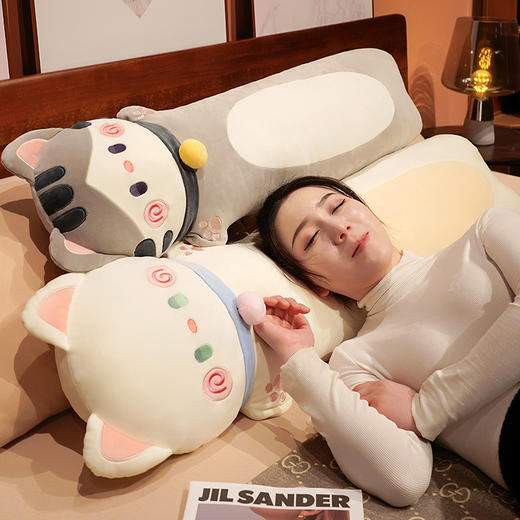 自然醒抱抱猫系列长条睡觉抱枕大号床头靠枕抱枕床上陪你睡觉男生夹腿长条枕女生QYL 商品图11