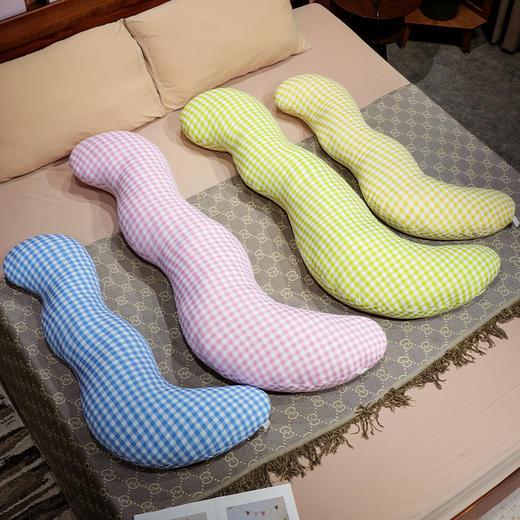 自然醒泡泡格子月牙长条抱枕头夹腿侧睡专用冰丝女生睡觉神器男生款成人孕妇QYL 商品图8