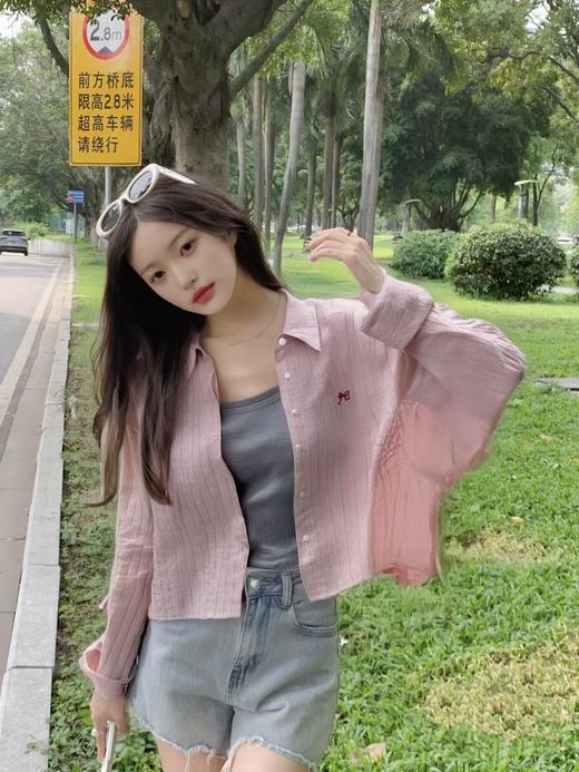 冰点价！仅限11.11！退货勿拍【时装系列】ME TOWN'S 1006粉色11%亚麻短款前长后短单件衬衫M1-4-喜出 商品图1