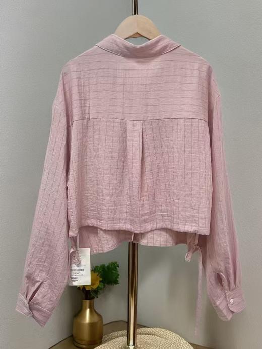 冰点价！仅限11.11！退货勿拍【时装系列】ME TOWN'S 1006粉色11%亚麻短款前长后短单件衬衫M1-4-喜出 商品图6