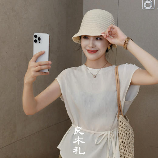 【预售7天】良木礼坑条上衣（腰绳）（5270） 商品图2