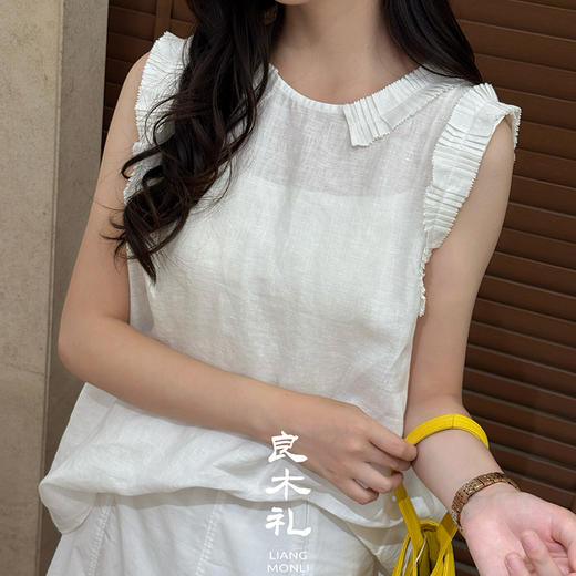 【部分现货】良木礼打褶亚麻背心（66865） 商品图5