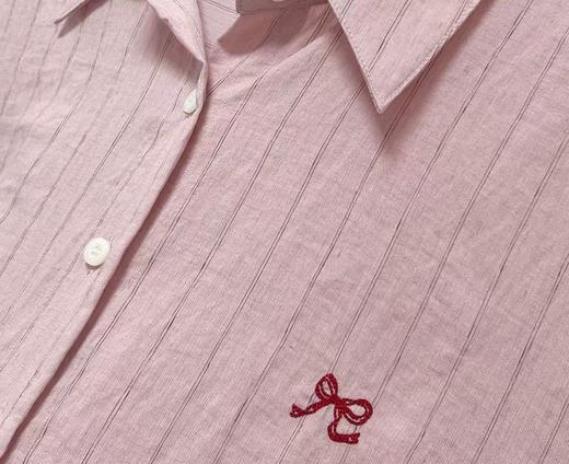 冰点价！仅限11.11！退货勿拍【时装系列】ME TOWN'S 1006粉色11%亚麻短款前长后短单件衬衫M1-4-喜出 商品图3