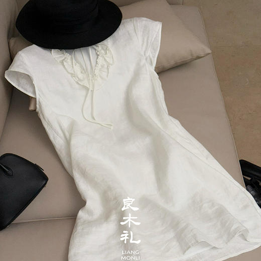 【部分现货】良木礼亚麻花边连衣裙（2E056） 商品图1