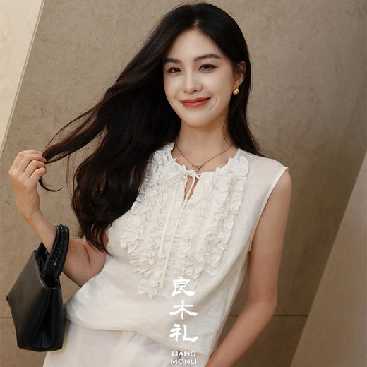 【部分现货】良木礼亚麻无袖上衣（7903） 商品图0