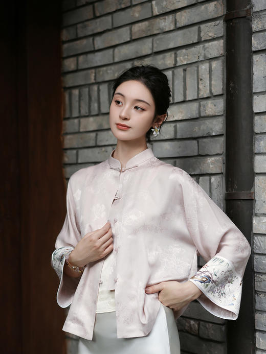 盛唐牡丹盛奢系列| 婴戏纹手绣真丝外套 商品图0
