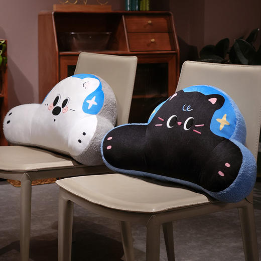 自然醒耳机系列印花腰靠办公室久坐护腰靠垫汽车靠背垫椅子靠枕QYL 商品图14