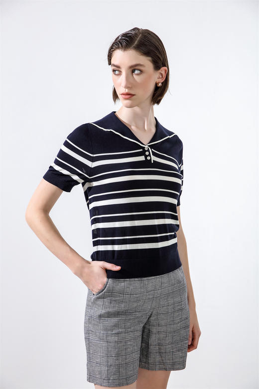 奇威2025夏季新品条纹针织上衣0EH0515759 商品图1