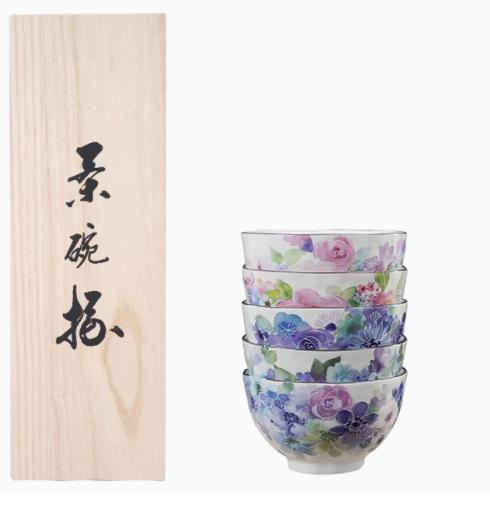 日本原装进口美浓烧和蓝繁花圆汤碗饭菜大碗木盒套装新婚乔迁礼物和蓝花工坊五入碗 商品图4