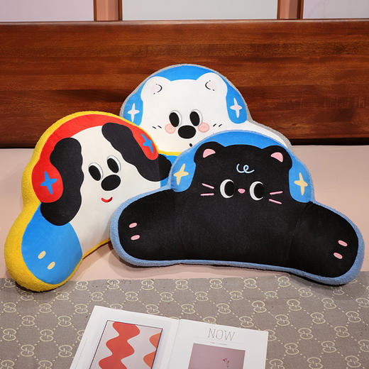 自然醒耳机系列印花腰靠办公室久坐护腰靠垫汽车靠背垫椅子靠枕QYL 商品图9