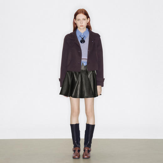 马君妍同款lost in echo早秋新款高级显瘦大波浪伞裙高腰短皮裙女 商品图3