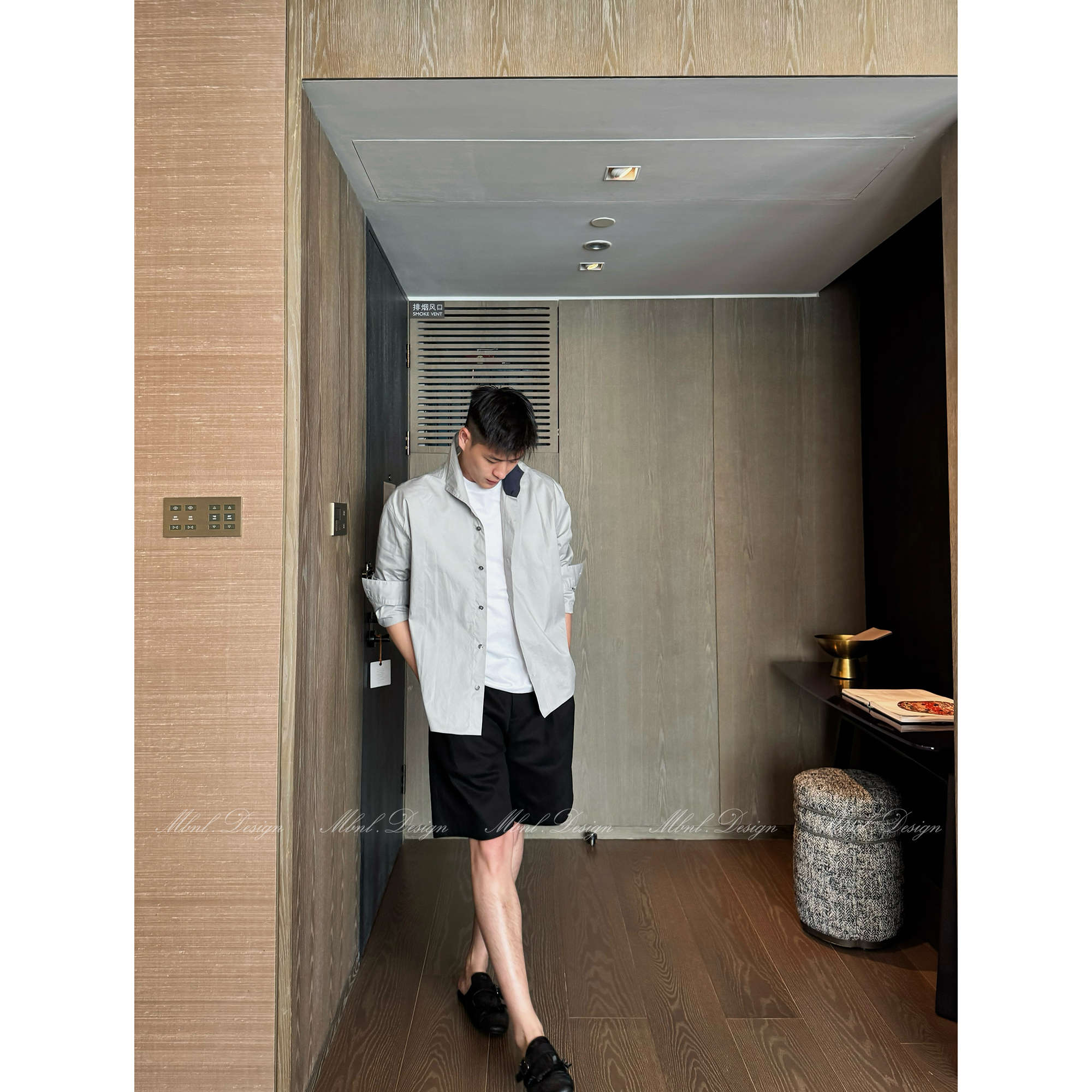 「基础款」秦磊男装夏季休闲精梳棉黑色短裤男LL-K1189 N3商品图3