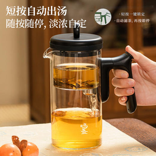 鸣盏飘逸杯玻璃内胆磁吸一键过滤泡茶壶茶水分离冲茶器沏茶壶功夫茶具透明一键滤茶鸣盏飘逸壶500ml 商品图1
