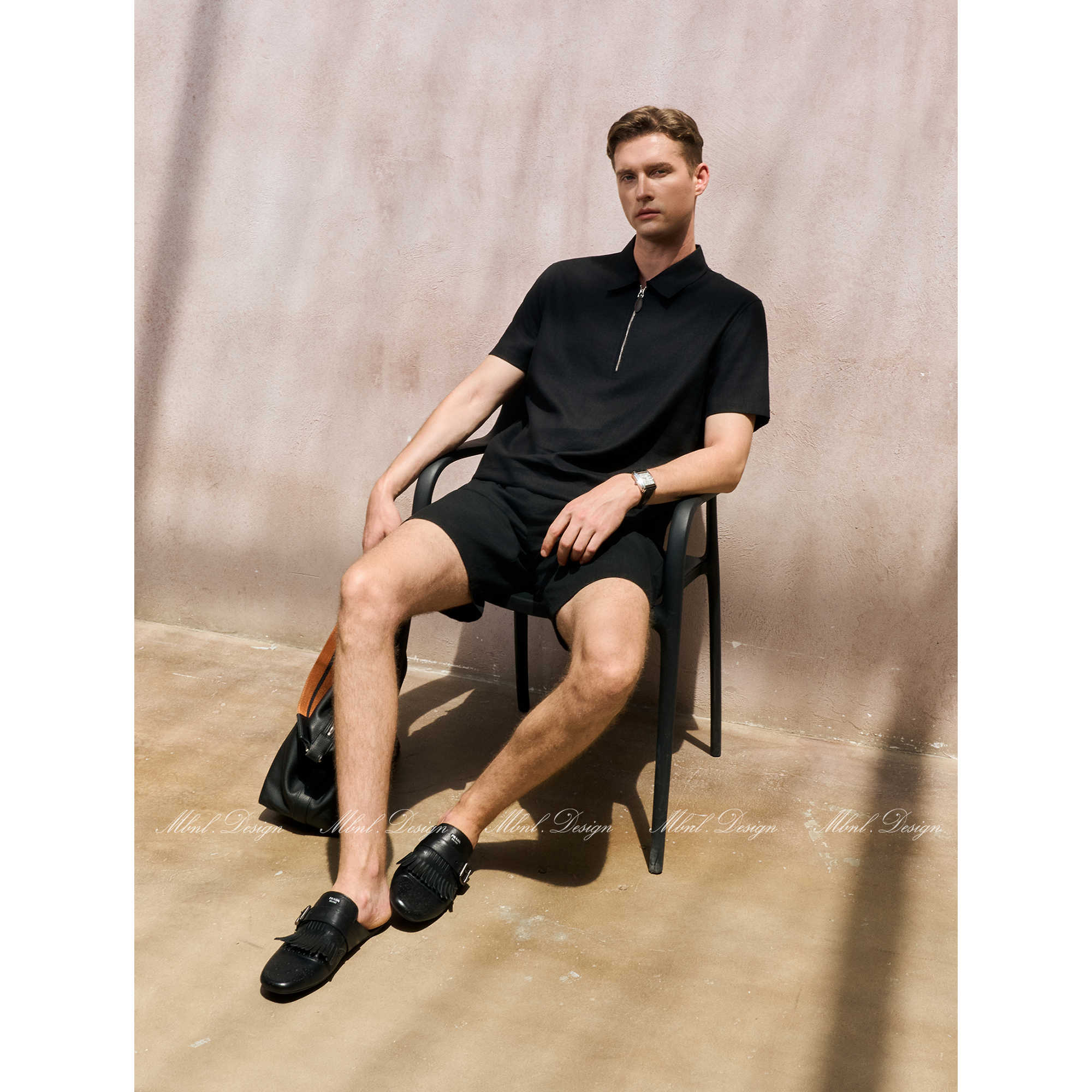「谧境」秦磊男装进口天丝苎麻混纺半拉链短袖LL-SCS3024 N6商品图4