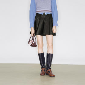 马君妍同款lost in echo早秋新款高级显瘦大波浪伞裙高腰短皮裙女