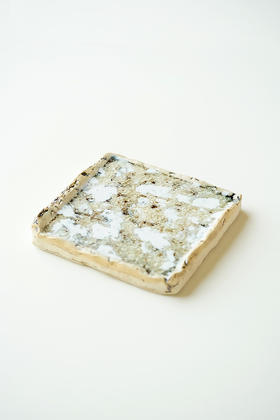 安藤雅信113白斑釉釉玻璃付贯入角皿