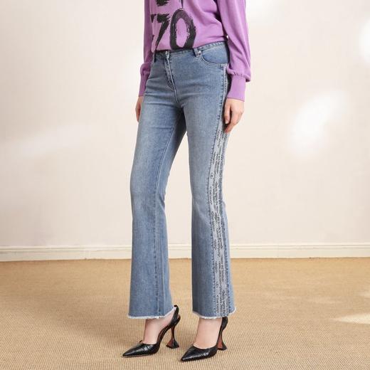 裘堤婼JETEZO高腰显瘦牛仔裤喇叭裤	BB1EC323B1 商品图1