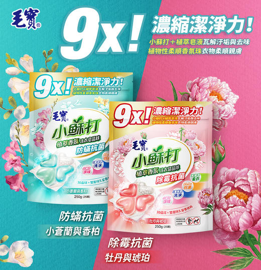 毛宝小苏打植萃香氛洗衣凝珠（防螨抗菌）（除霉抗菌）25颗 商品图0