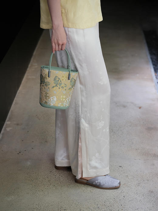 盛唐牡丹|梅花纹真丝提花女裤 商品图0