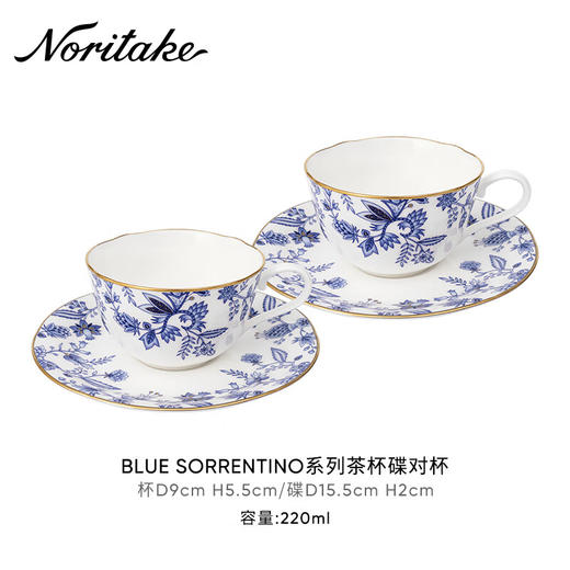 Noritake则武 BLUE SORRENTINO蓝色伊甸园骨瓷咖啡杯子轻奢欧式田BLUESORRENTINO咖啡杯碟对杯则武2杯2碟套装蓝色 商品图0