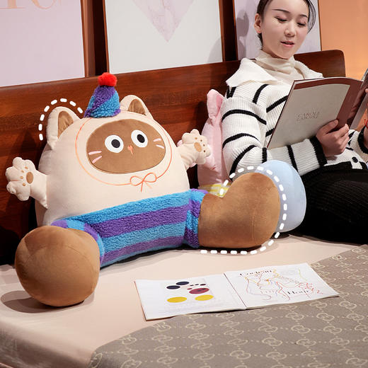 自然醒小手大开趣味拥抱式床头腰靠床头软包大靠背枕头午睡久坐ins抱枕可拆洗QYL 商品图1