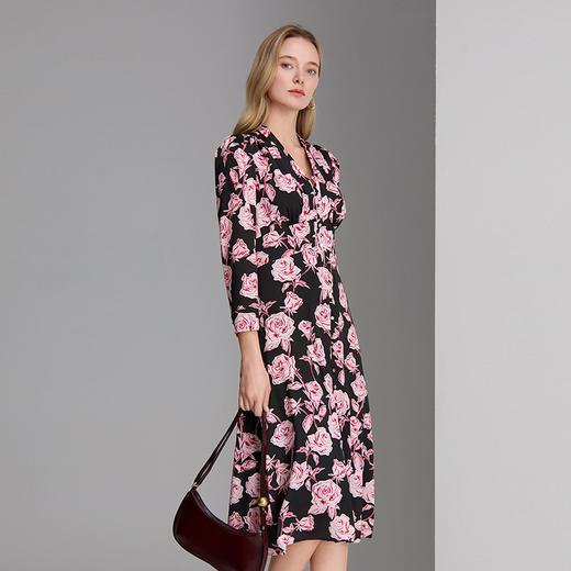 EITIE爱特爱V领时尚印花礼服裙8307017 商品图3