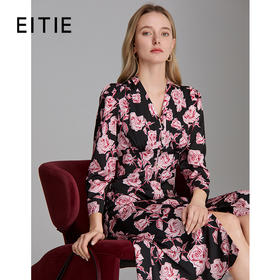 EITIE爱特爱V领时尚印花礼服裙8307017