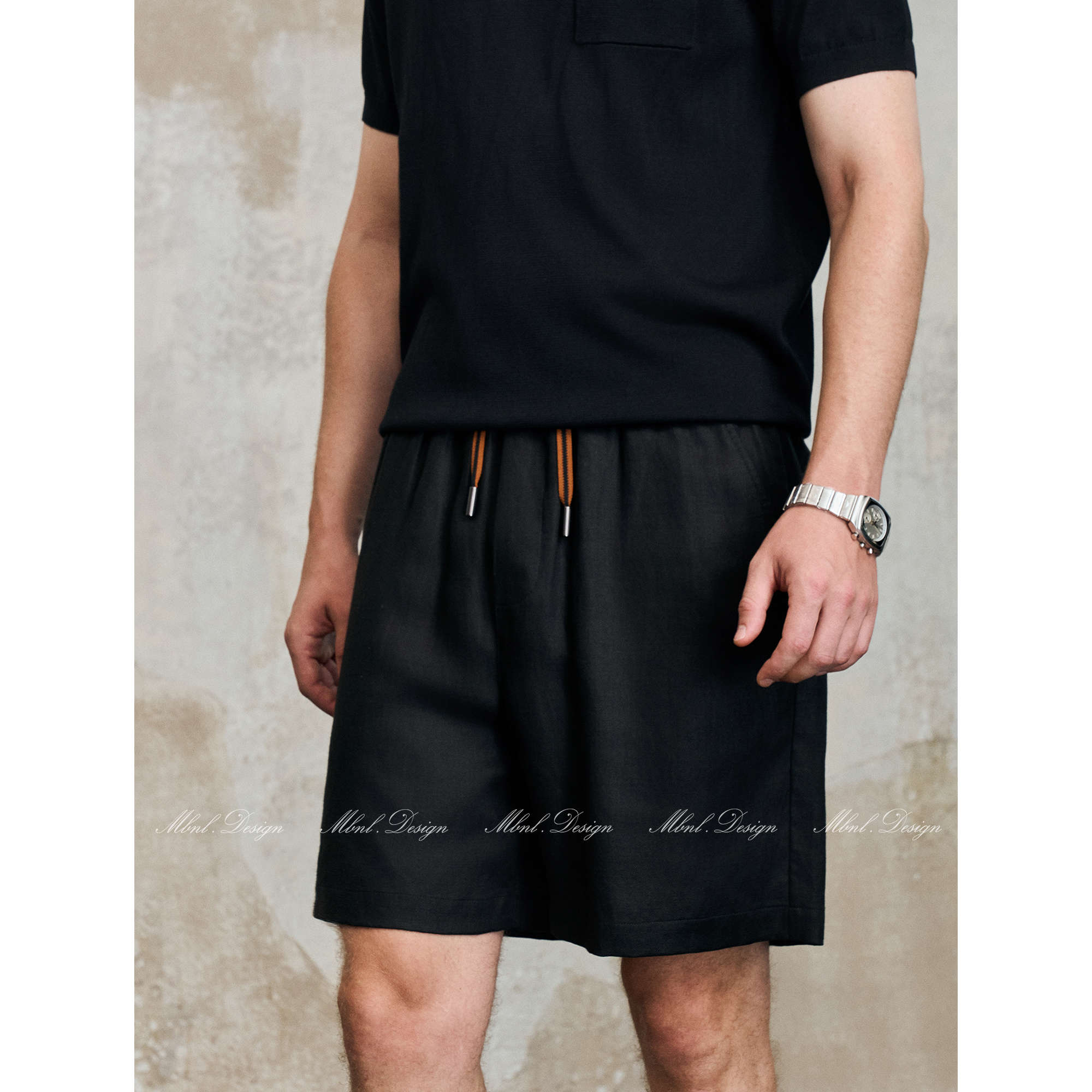 「素朴绅雅」秦磊男装经典织带抽绳水洗天丝麻短裤LL-SKZ2048 N5商品图5