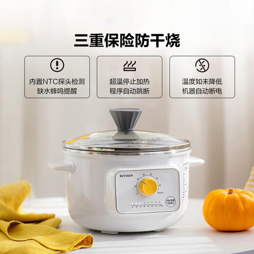 【专柜-北鼎】北鼎ZG31/电煮锅多功能锅电炖锅 雪地白1L 商品图5