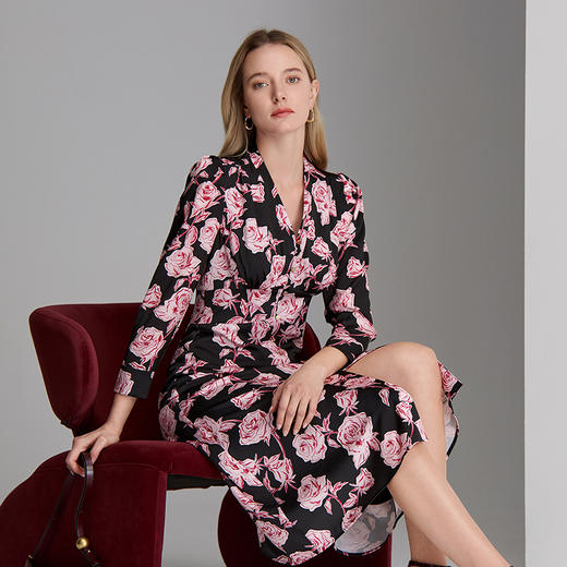 EITIE爱特爱V领时尚印花礼服裙8307017 商品图2