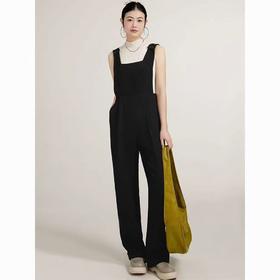 【诗铭洛可】XC2290新款黑色长裤女春夏季修身显瘦直筒宽松阔腿背带裤