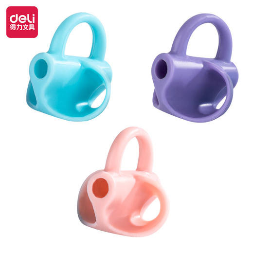得力文具握笔器3个/袋 颜色随机 69357铅笔笔套抓笔器保护套小学生握姿巩固款 商品图1