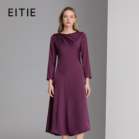 EITIE爱特爱圆领叠褶设计修身显瘦礼服连衣裙8377007