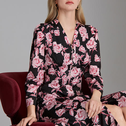 EITIE爱特爱V领时尚印花礼服裙8307017 商品图4