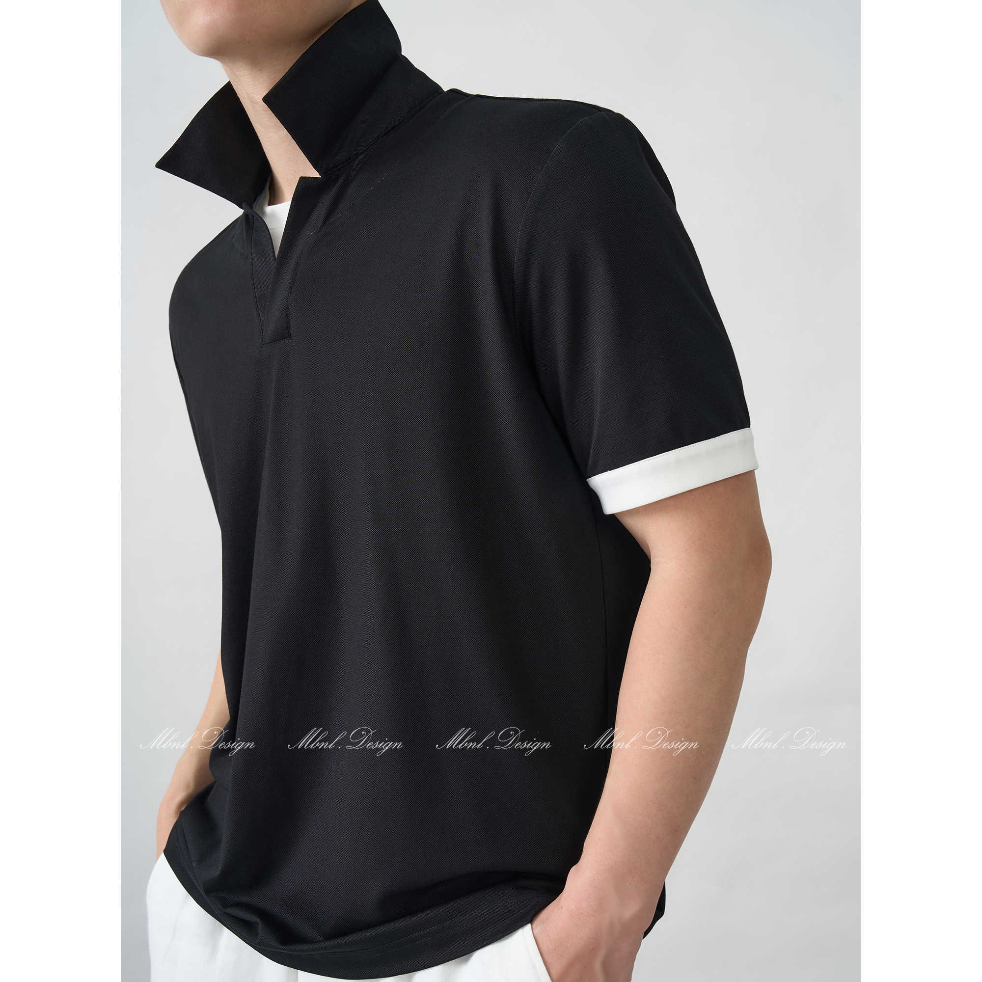 「黑白交错」秦磊男装凉感双丝光假两件圆领POLO衫LL-LSY1062 N6商品图1