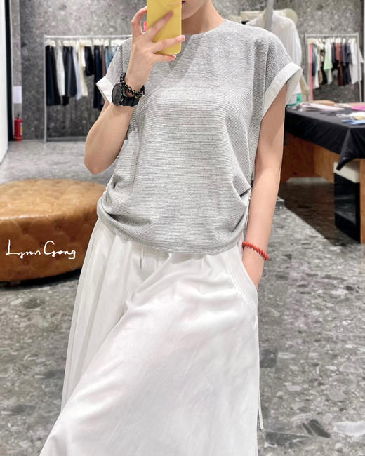 拼接抽绳T恤 商品图3