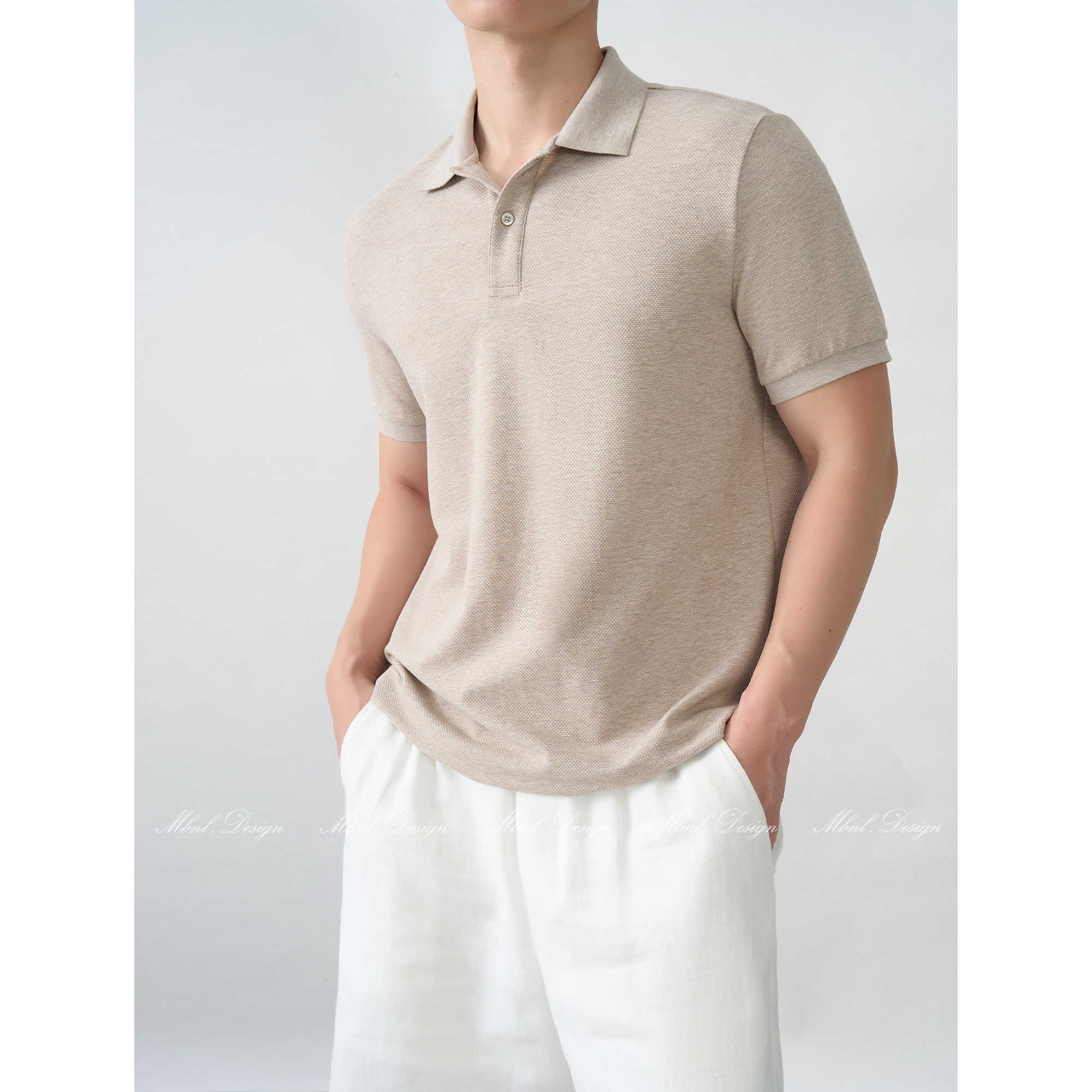「极简美拉德」秦磊男装双纱混纺菠萝纹POLO衫LL-WSY1054 N3商品图1