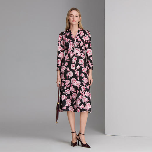 EITIE爱特爱V领时尚印花礼服裙8307017 商品图1