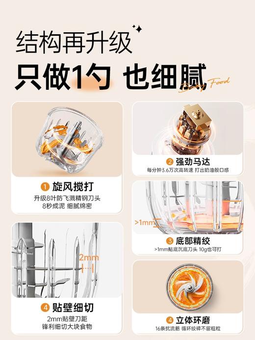 小熊婴儿辅食搅碎机316钢刀片双杯款 商品图4