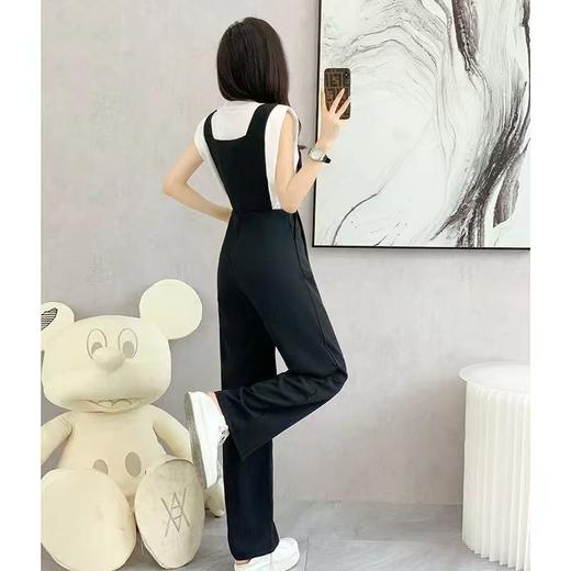【诗铭洛可】XC2290新款黑色长裤女春夏季修身显瘦直筒宽松阔腿背带裤 商品图3