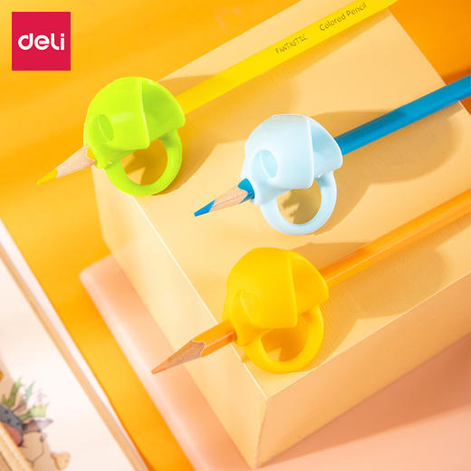 得力文具握笔器3个/袋 颜色随机 69357铅笔笔套抓笔器保护套小学生握姿巩固款 商品图4