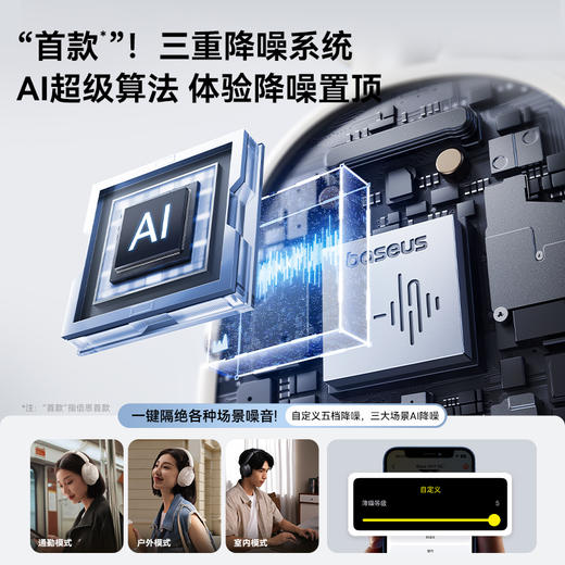 【爆款主推】倍思 Bass BH1 NC 头戴式降噪蓝牙耳机 商品图2