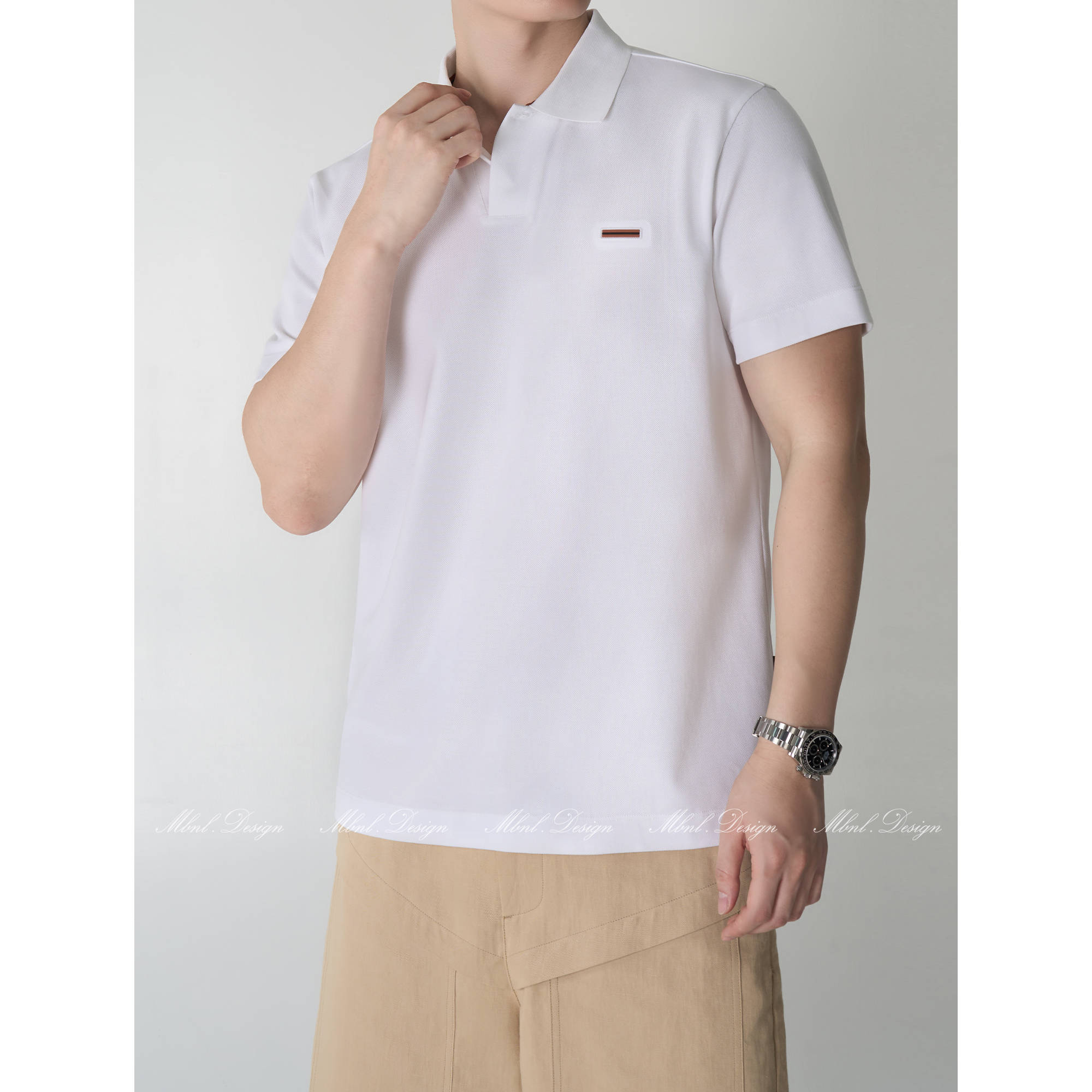 「公路标POLO」秦磊男装精梳棉单粒扣胶印图案短袖LL-WSY1043 N5商品图2