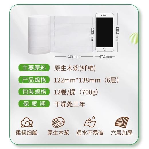 雨森 卫生纸卷纸12卷/提 家用妇婴纸700g 商品图2