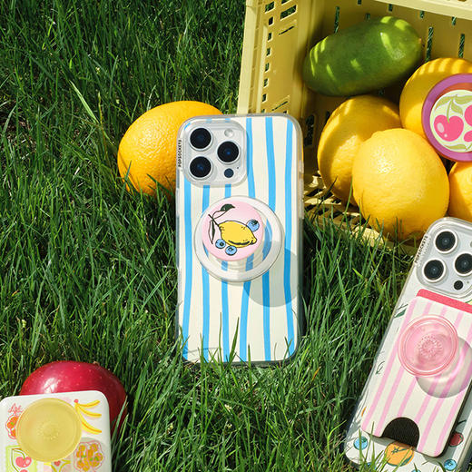 【水果！水果！】蓝莓冰柠茶 POPGRIP泡泡骚手机粘贴式气囊支架 Graphic平面系列 粉色 商品图1