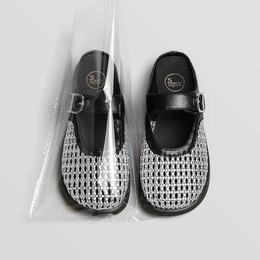 品质好货|Safiya/索菲娅2025 编织透气平底羊皮脚垫玛丽珍拖鞋 SFD2110724 商品图8