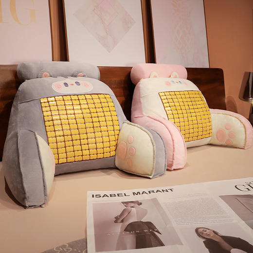 自然醒抱抱猫加高竹席拥抱式腰靠夏季凉席床头靠垫软包护腰靠枕大靠背抱枕QYL 商品图8